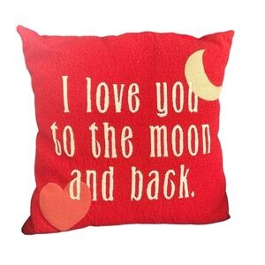 🔵 SALE 3/$25 LOVE YOU TO THE MOON AND BACK EMBROIDERED HEART RED THROW PILLOW